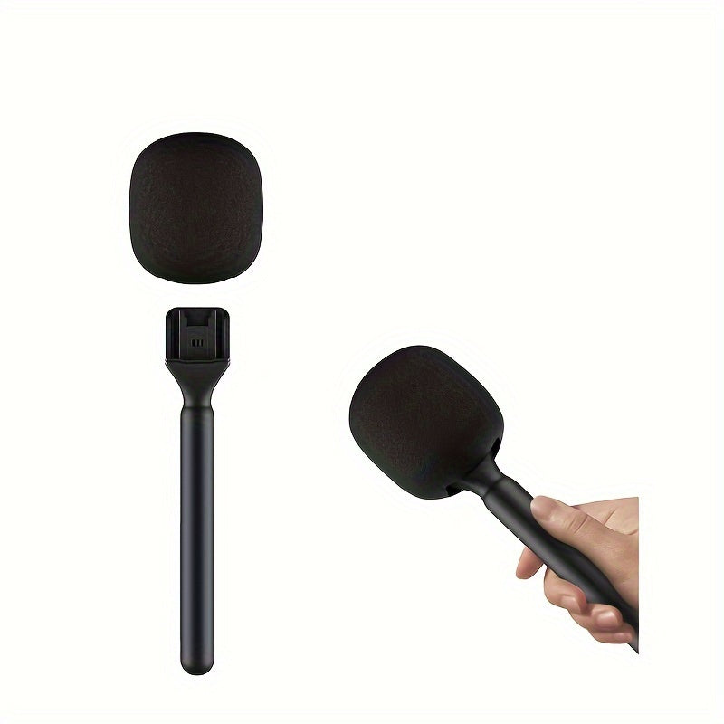 Wireless Handheld Microphone Grip with Adapter for Interviews Black Plastic