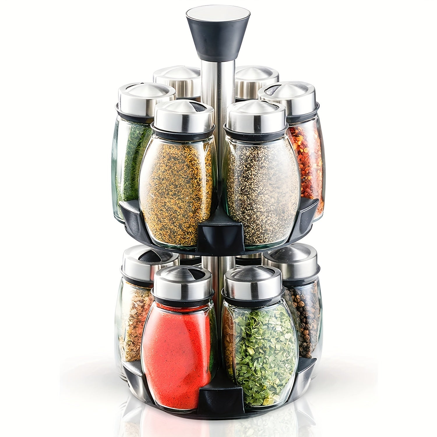 Juego de estantes giratorios para especias con 6 o 12 frascos y estante de rotación de 360° para armario o encimera