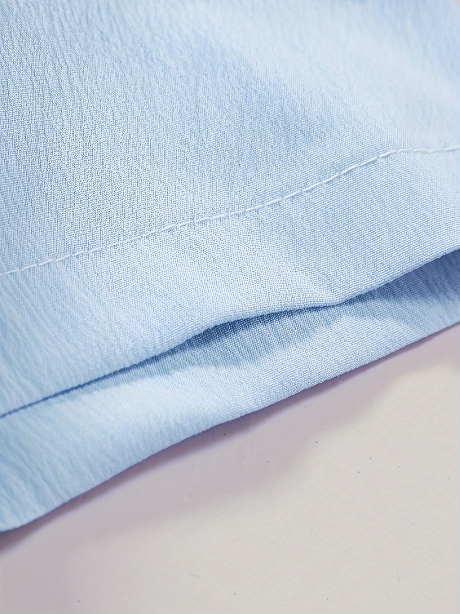 Erkaklar uchun engil ko'k tasodifiy qisqa yengli turli ko'ylak - yozgi zaruriyat, polyester aralashmasi, mashinada yuvish mumkin, KATTA O'LCHAM