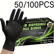 Disposable Black Nitrile Gloves Pack of 50 or 100 for Nail Art Tattoo Cleaning