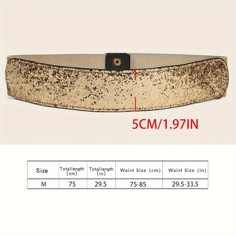 Women's Gold Sequin Belt Fashion Accessory for Party and Evening Wear