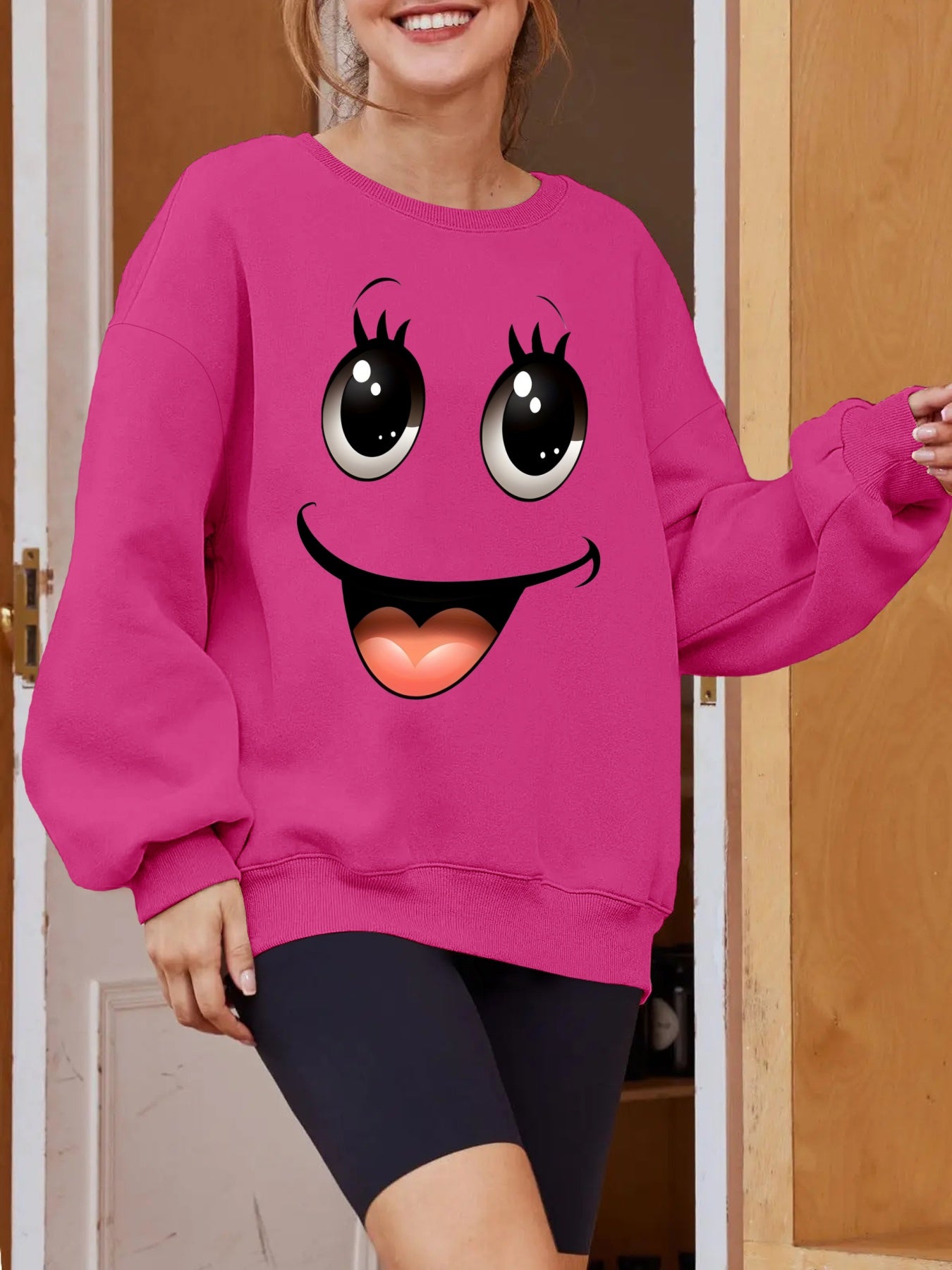 Plus Size Women's Long Sleeve Sweatshirt Geometric Pattern Breathable Casual Pullover