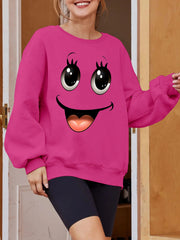 Plus Size Women's Long Sleeve Sweatshirt Geometric Pattern Breathable Casual Pullover