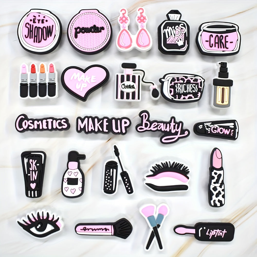 23Pcs Plastic Makeup and Shoe Charm Set for Women, Accessories, Gifts