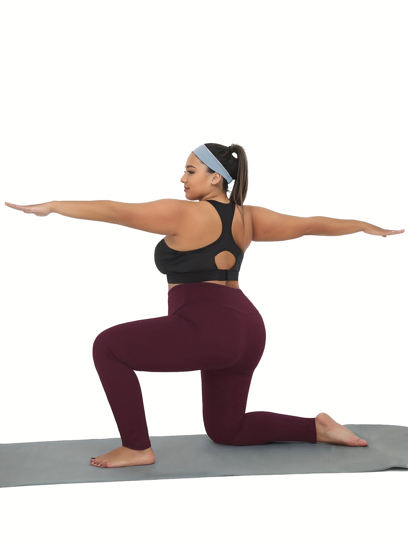 Plus Size Women's Solid High Waist Tummy Control Yoga Leggings