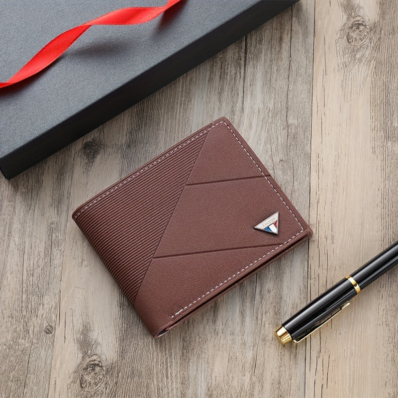 Men's Faux Leather Wallet Business Card Holder Black Large Capacity Portable Gift