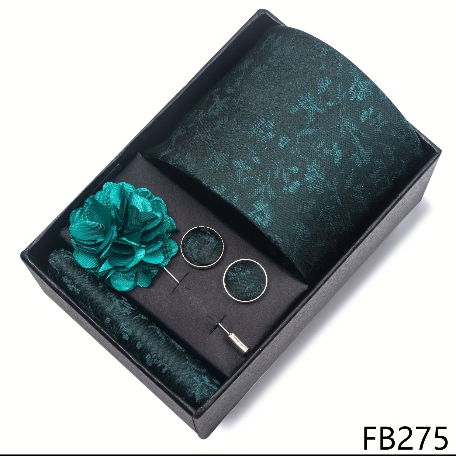 Men's Fashion Tie Set with Striped and Paisley Neckties, Pocket Square, Cufflinks, Lapel Pin in Gift Box for Business and Weddings