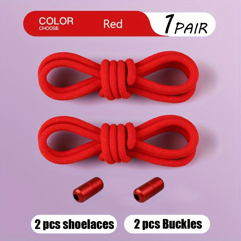 Teenagers Elastic Colorful Shoe Laces with Buckles and No Tie Needed (2 Pairs)