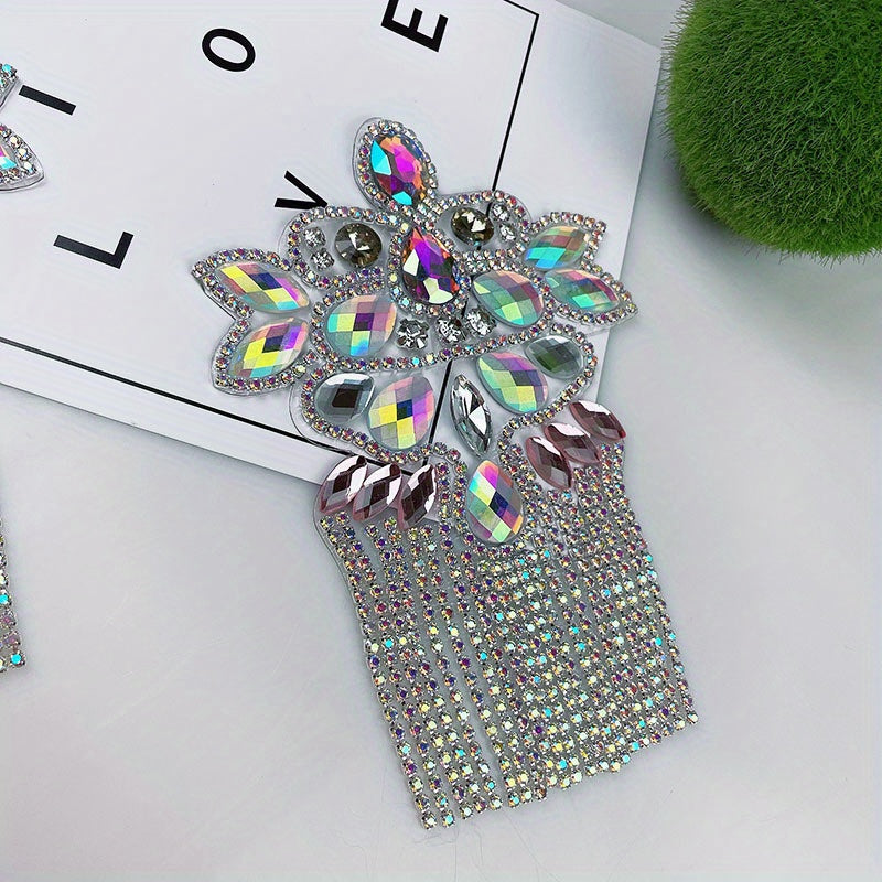Unisex Glass Rhinestone Flower Applique for Wedding Dresses Shoes and Bags
