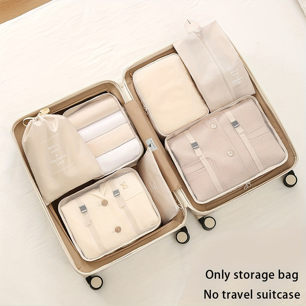 Juego de bolsas organizadoras de viaje impermeables con siete piezas para ropa, zapatos y calcetines