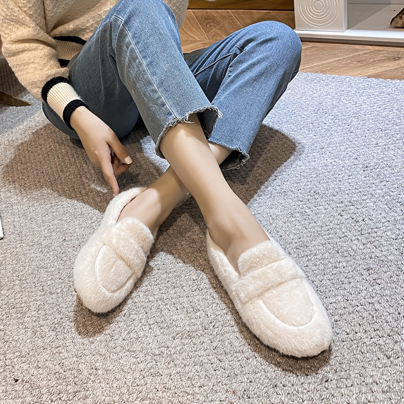 Women's Winter Loafers Soft Fleece-Lined Slip-On Flats Casual Shoes