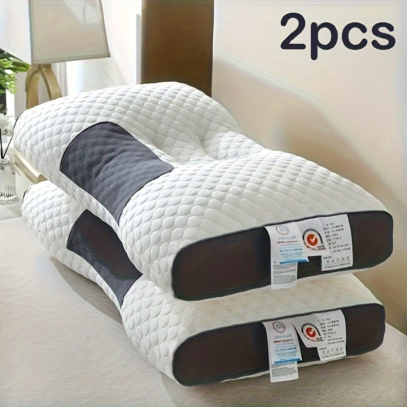 Pair of 2 Orthopedic Contour Pillows with Adjustable Neck Support Reversible Soft Bed Pillows with Zippered Cover
