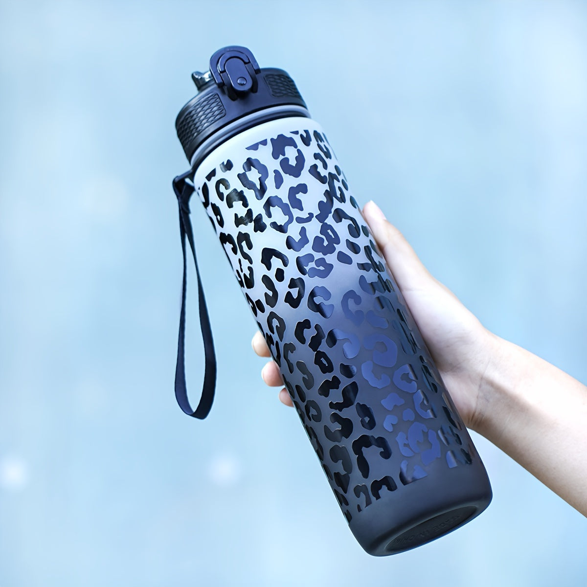 32oz Leopard Print Gradient Water Bottle BPA-Free for Hiking Camping Fitness