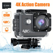 4K WiFi Action Camera with LCD Display Digital Zoom Waterproof 32GB Memory