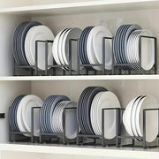 Large Plate Storage Rack for Kitchen Drawer and Cabinet, Rustproof Metal