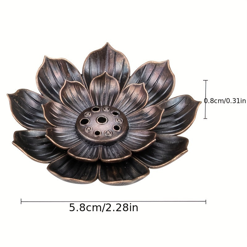 Metal Incense Burner Plate with Lotus Censer Zen Aroma Diffuser for Yoga Studio or Home Decor