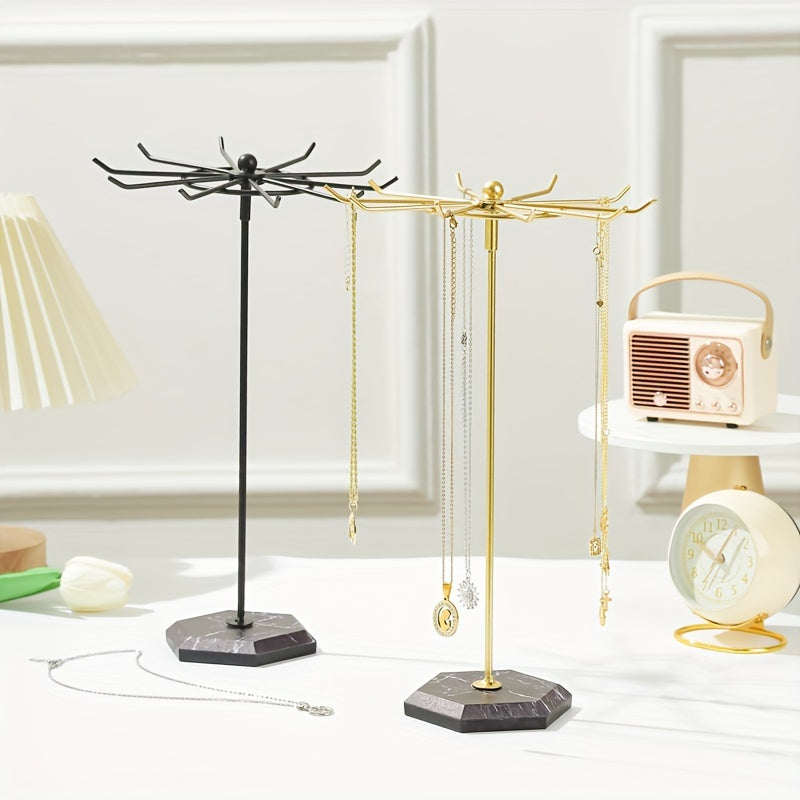Metal Jewelry Display Rack with Rotating Stand for Necklaces Earrings Bracelets