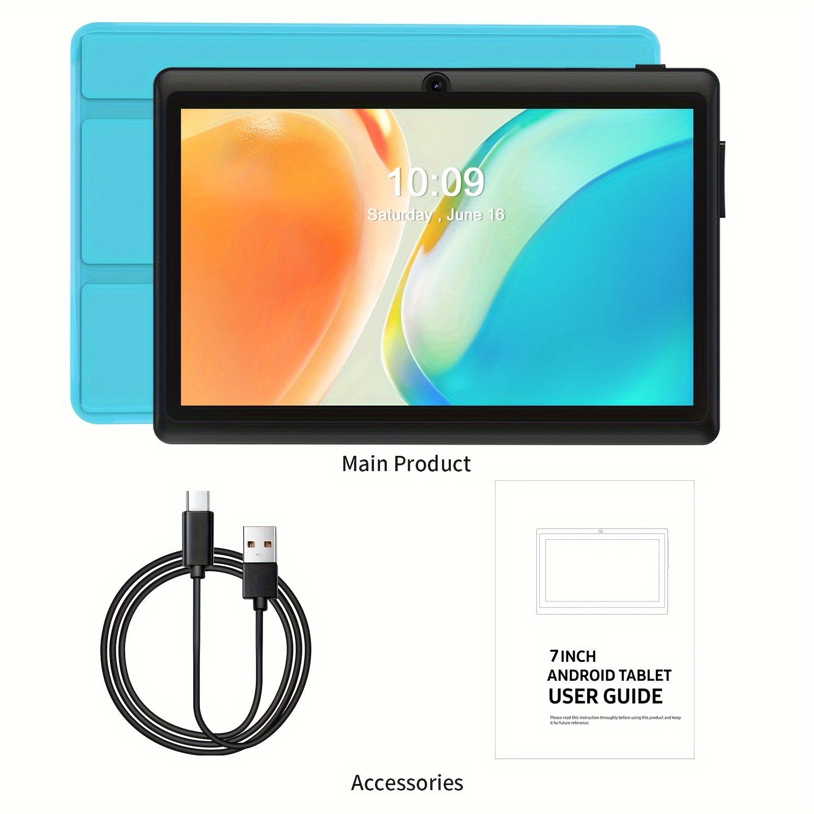 7-Inch Android 13 Tablet with 4GB RAM, 32GB Storage, HD IPS Display, Dual Cameras, Dual Wi-Fi, Protective Case