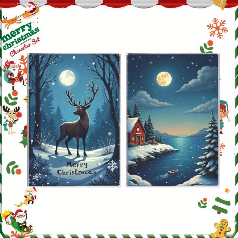 Kitchen Towel Set 2 Pieces Snowflake Winter Christmas Tea Towels Kitchen Decor