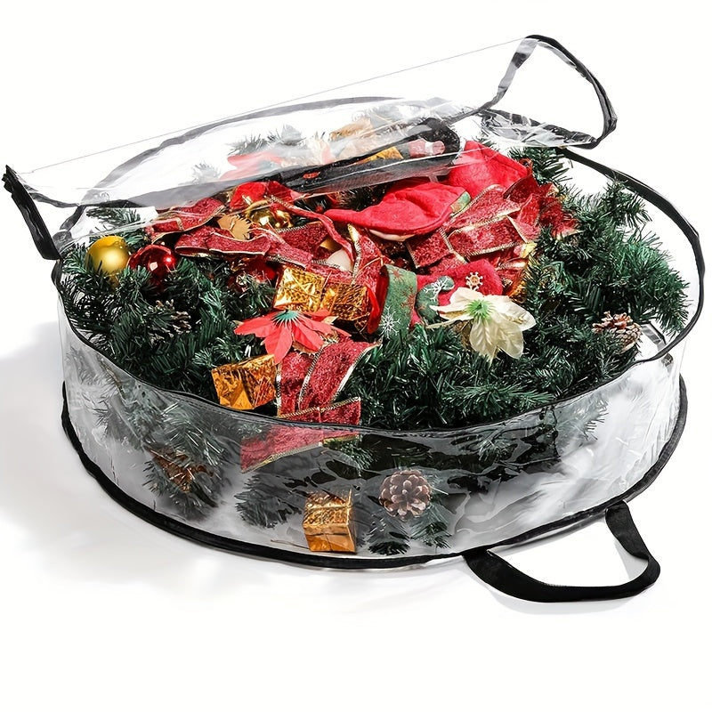 Waterproof Storage Bag with Handle for Christmas Wreaths and Garlands Zippered Organizer