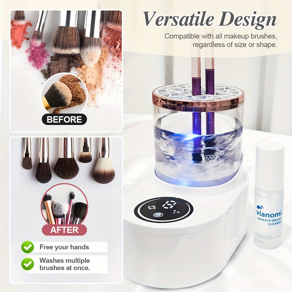 Set de limpieza eléctrica de brochas de maquillaje con luz UV, temporizador, USB y limpieza profunda