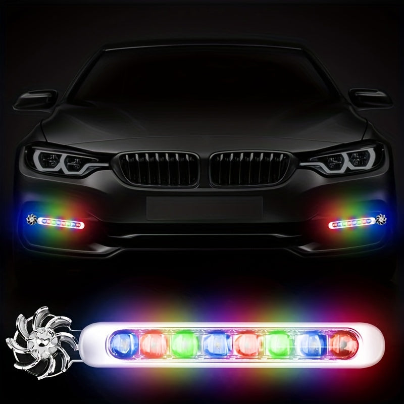 Lámparas decorativas de ventilador LED para coche 2 piezas, de rotación impulsada por el viento