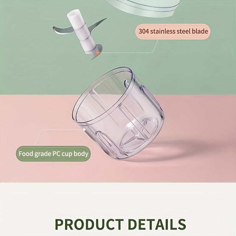 250ml USB qayta tiklanadigan elektr sarimsoq maydalagich, qo'shimchalar va tozalash cho'tkasi bilan