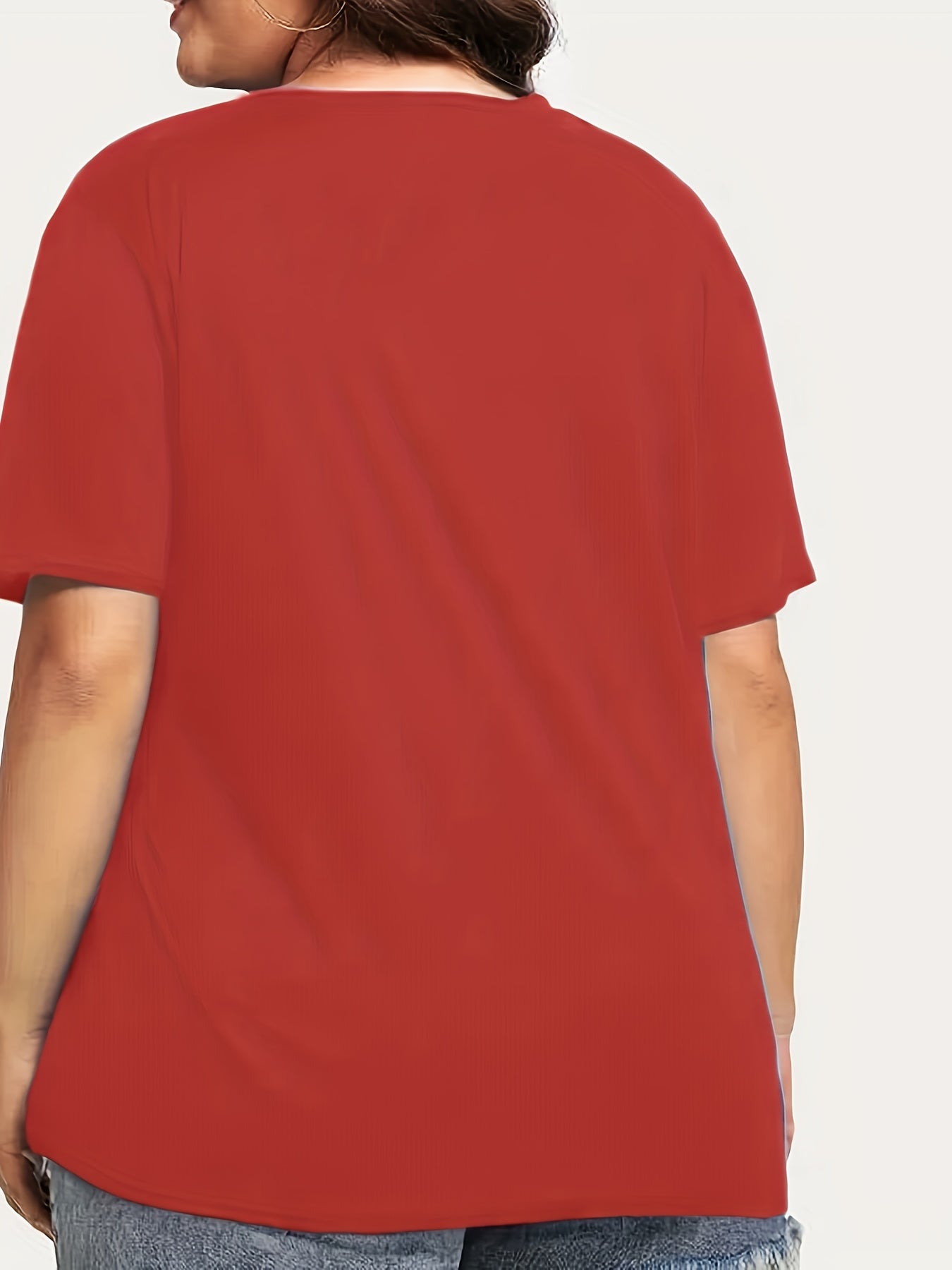 Women's Plus Size Short Sleeve Round Neck T-Shirt Blue Hollow Out Comfortable Fit