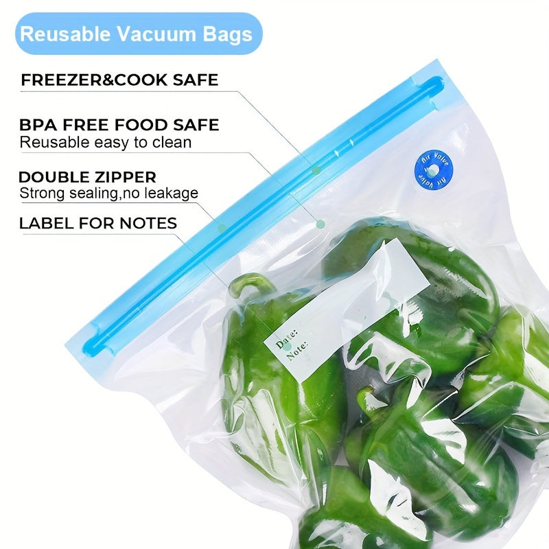 Reusable Food Storage Bags Set 30 Pouches in 3 Sizes for Fresh Food Preservation