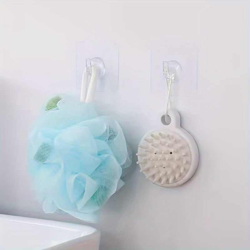 10/1 Pack Transparent Self-Adhesive Wall Hooks for Heavy Load Kitchen Bathroom Storage