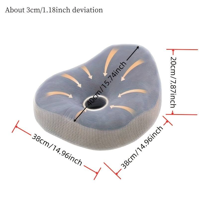 Detachable Washable Seat Cushion with Circular Hollow Pattern for Comfort in Grey Blue Pink