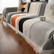 Чехол на диван из шерстяной вуали с бахромой, противоскользящий, всесезонный, для одного до четырех мест