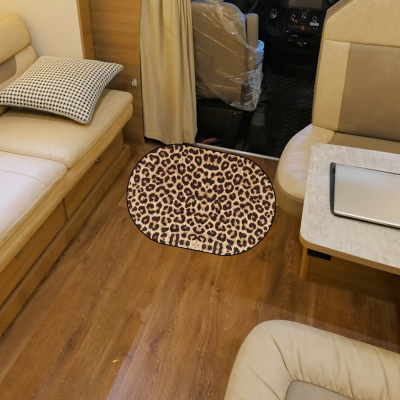 Absorbent Polyester Floor Mat for RV Bathroom Kitchen Bedroom Leopard Print