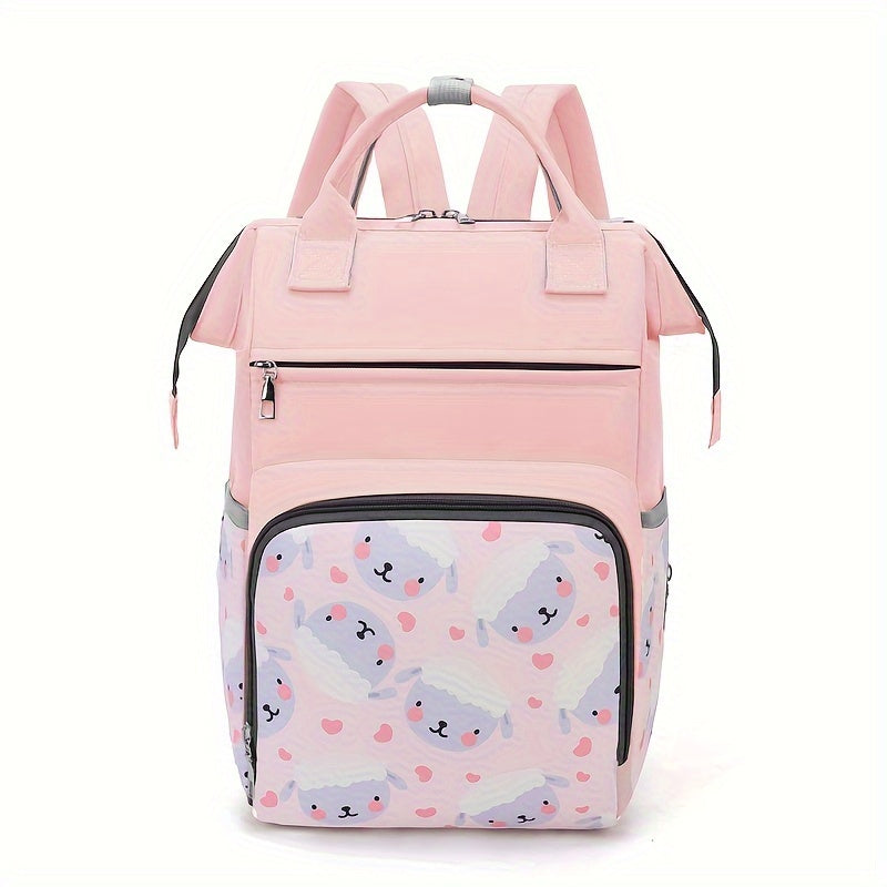 Cartoon Print Diaper Bag for Moms with Spacious Storage and Versatile Backpack