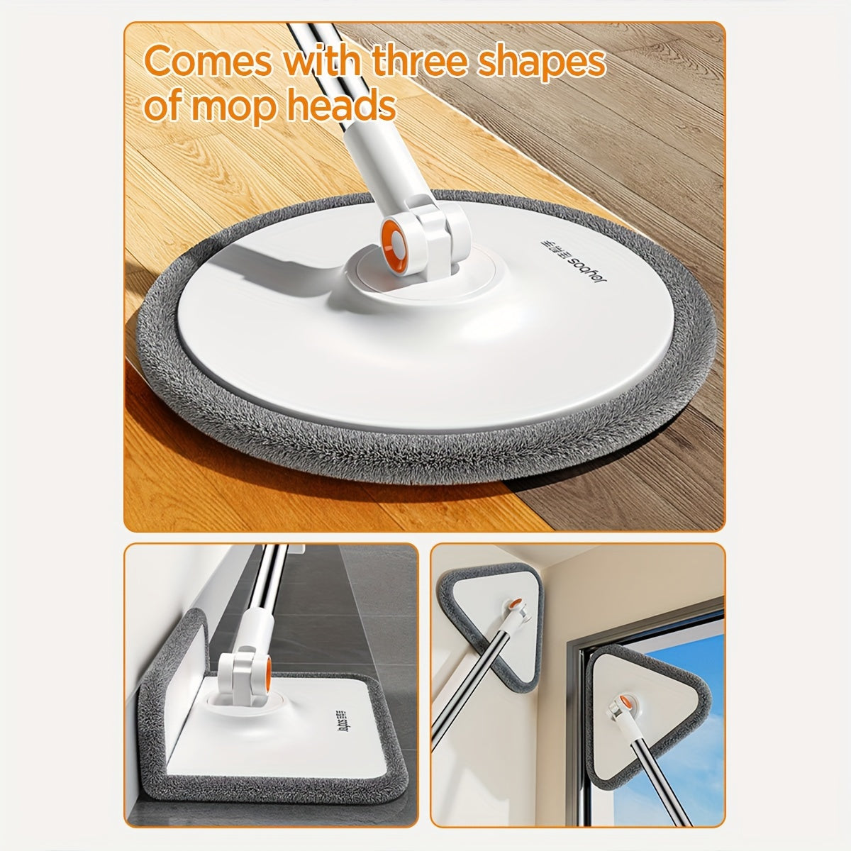 Spin Mop and Bucket System with Microfiber Pads and 3 Mop Heads