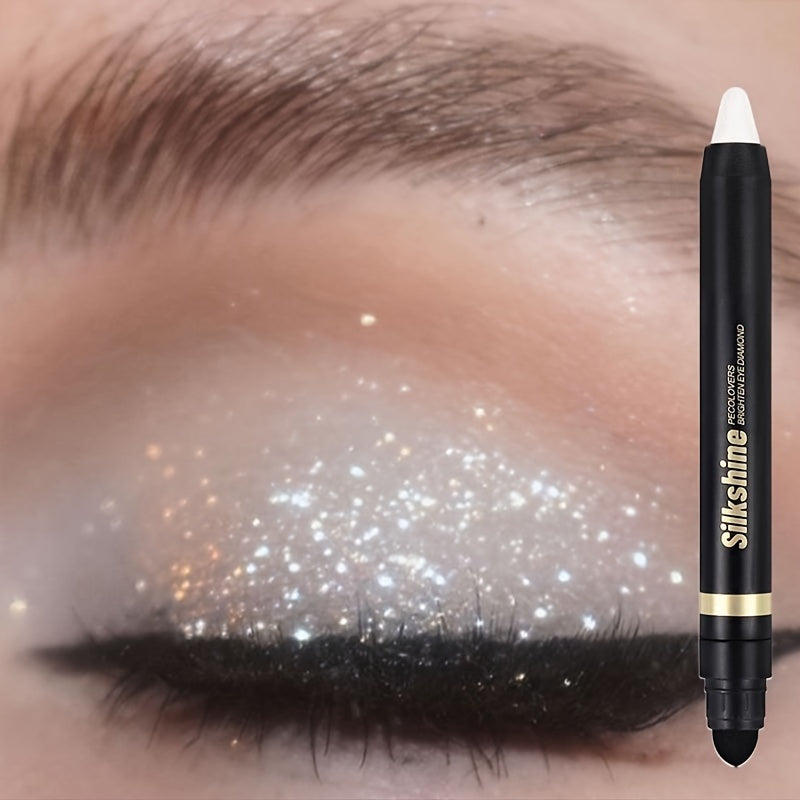 Lápiz de sombra de ojos metálico de doble punta, lápiz iluminador, de larga duración, verde, marrón, gris, azul