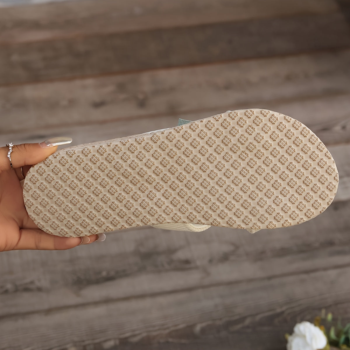 Women's Vintage Style Slide Sandals Breathable Linen Green Flats Summer Casual