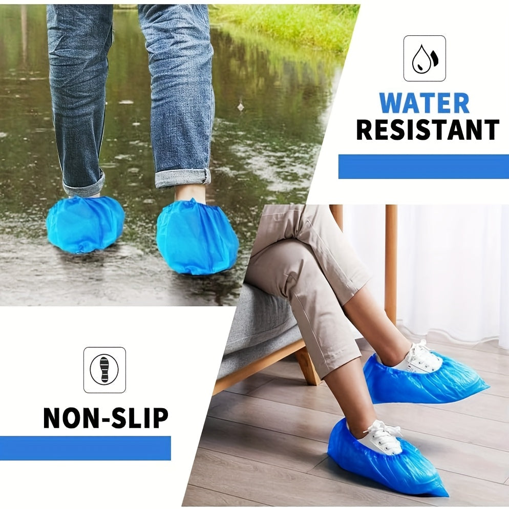 20 Pcs Heavy Duty Non Slip Breathable Plastic Shoe Covers Light Blue