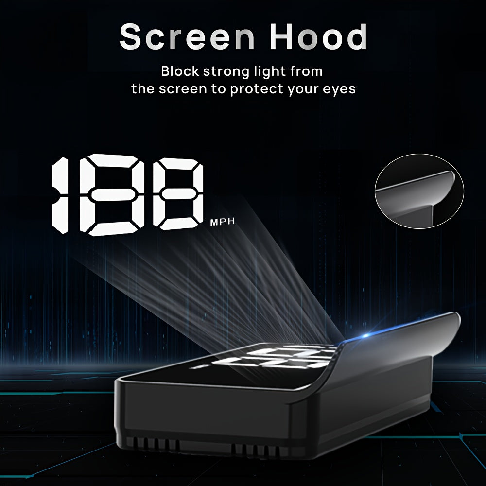 Universal Car Digital Speedometer HUD with White and Green LED Compatible with All Vehicles