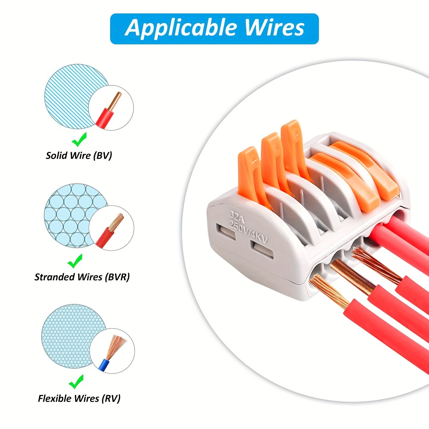 60-Piece Wire Connector Kit for Rapid Splicing 28-12 AWG Copper Terminals