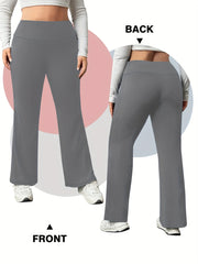 Women's Plus Size High Stretch Flared Leg Sports Pants for Workout and Fitness
