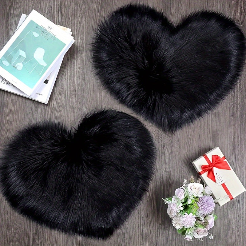 Set of 2 Heart-Shaped Faux Wool Carpets for Dresser and Home Decor