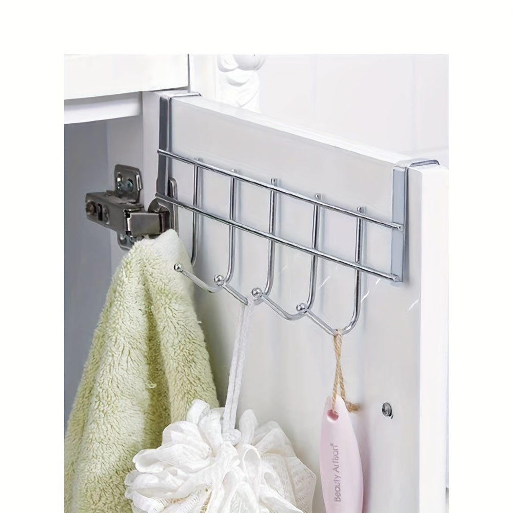 Organizador de cocina de acero inoxidable con 5 ganchos resistente a la oxidación que ahorra espacio