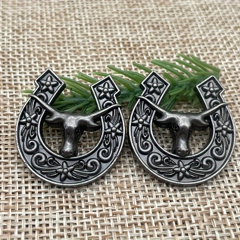 Juego de 2 botones decorativos de aleación de zinc con temática de mitología nórdica para manualidades en cuero