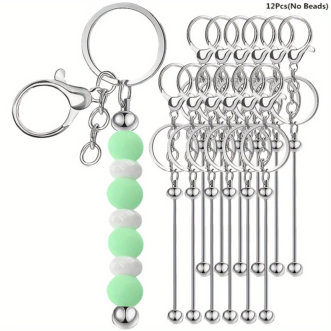 Set of 12 Gold Bead Keychain Pendants for DIY Crafts and Gifts