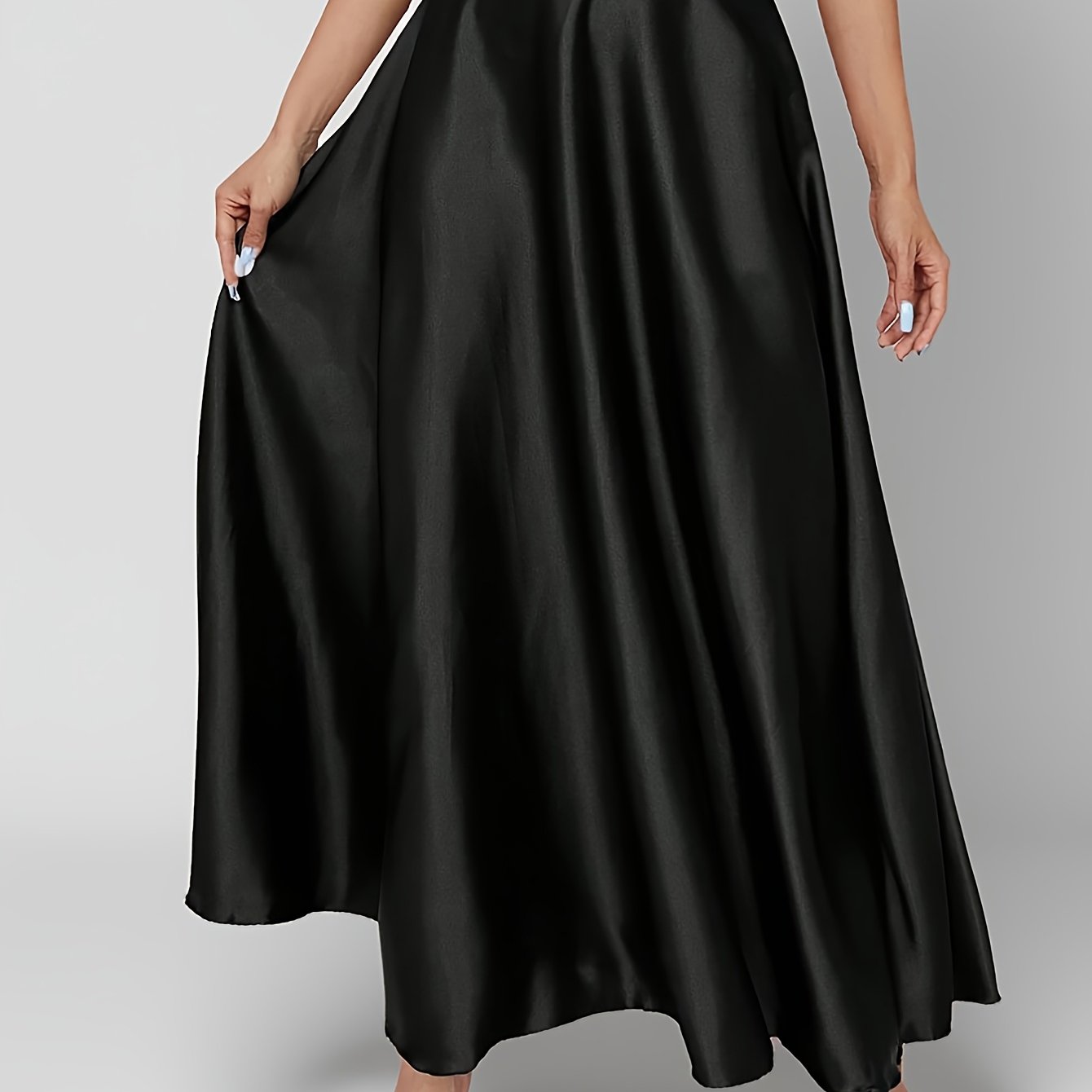 Women's Satin Midi Skirt High Waist Plus Size Solid Color