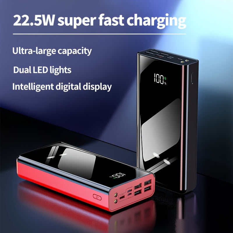 30000mAh Ultra-Thin Portable Power Bank Fast Charging LED Flashlight Compatible with iPhone Android Digital Devices
