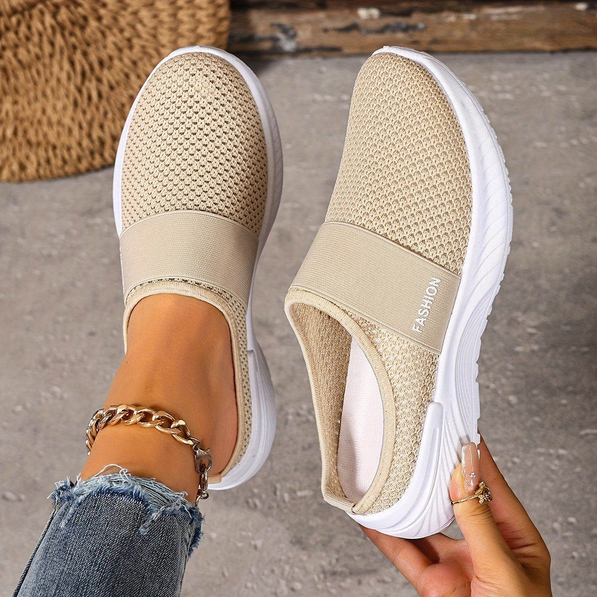 Women's White Black Breathable Mesh Sneakers for Summer Casual Walking