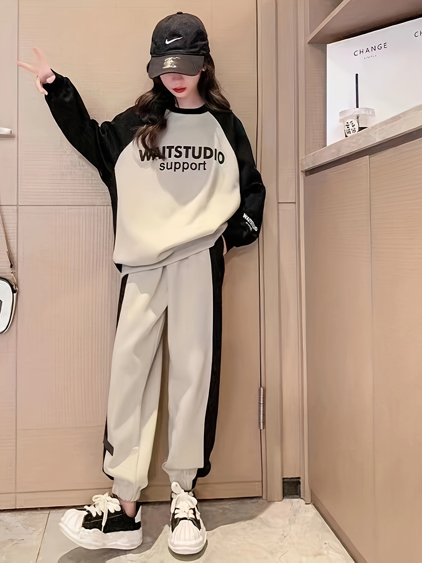 Kids' Cotton Blend 2-Piece Set with Alphabet Pattern, Loose Fit for Boys and Girls