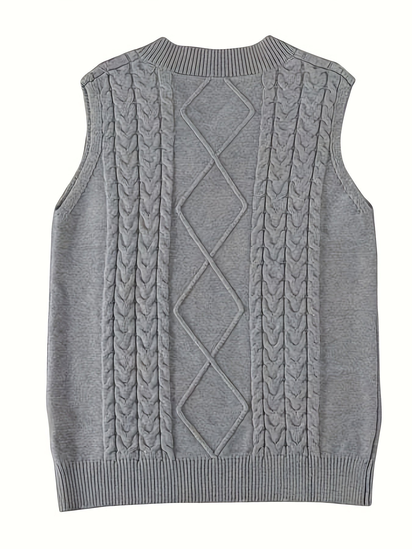 Plus Size Cable Knit Sweater Vest V-Neck Sleeveless Top for Fall Winter